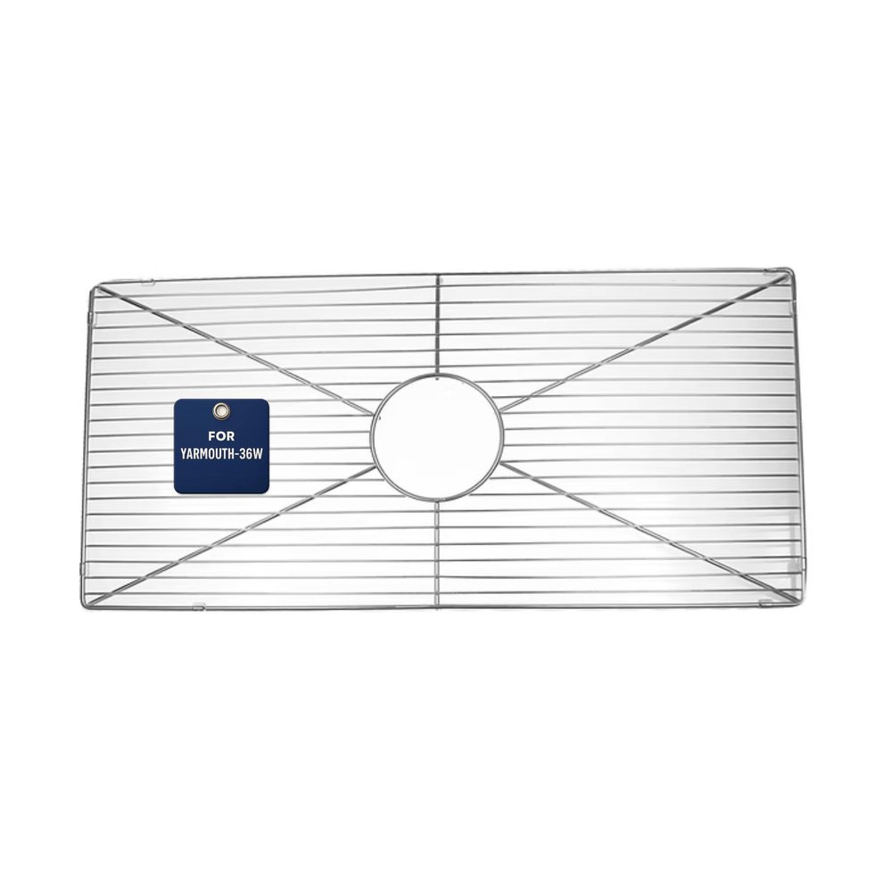 Nantucket Sinks BG-YM36 Sink Protector Stainless Steel Bottom Grid for Yarmouth-36W Farmhouse Kitchen Sink, Chrome Finish, Protective Non-Slip Rubber Feet & Bumpers