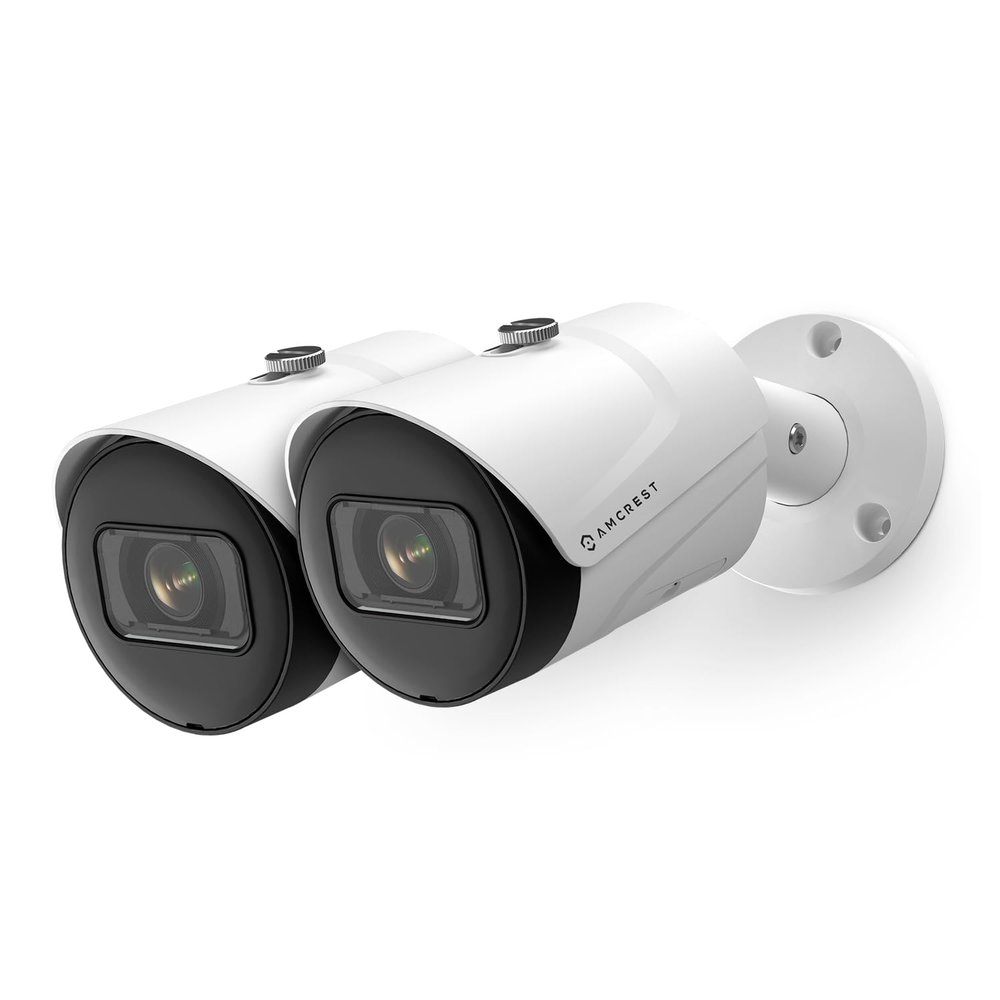 Amcrest 2-Pack UltraHD 4K (8MP) Bullet POE IP Camera, 3840x2160, 98ft NightVision, IP67 Weatherproof, 125 FOV, Supports up to 256GB MicroSD Recording, White (2PACK-IP8M-2496EW-AI-V3)