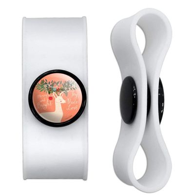 GRAPHICS & MORE Christmas Deer Merry Bright Joy Peace Love Headphone Earbud Cord Wrap - Charging Cable Manager - Wire Organizer Set of 2 - White