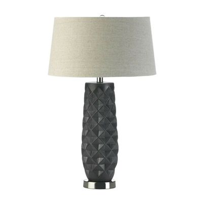 Nikki Chu Home Modern Decorative 17.00" L x 17.00" W x 26.00" H Tao Charcoal Prism Table Lamp