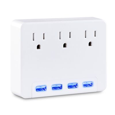 CyberPower P3WU Blue Lighted Power Wall Tap, 3 Outlets, 4 USB Charge Ports
