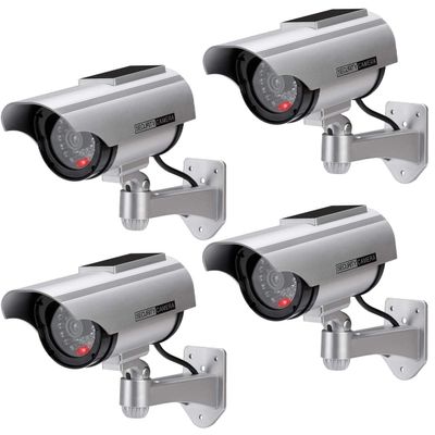 AlfaView Solar Powered Bullet Dummy Fake Surveillance Camera Security CCTV Dome Camera with LED Flashing Light for Outdoor/Indoor,Home/Business