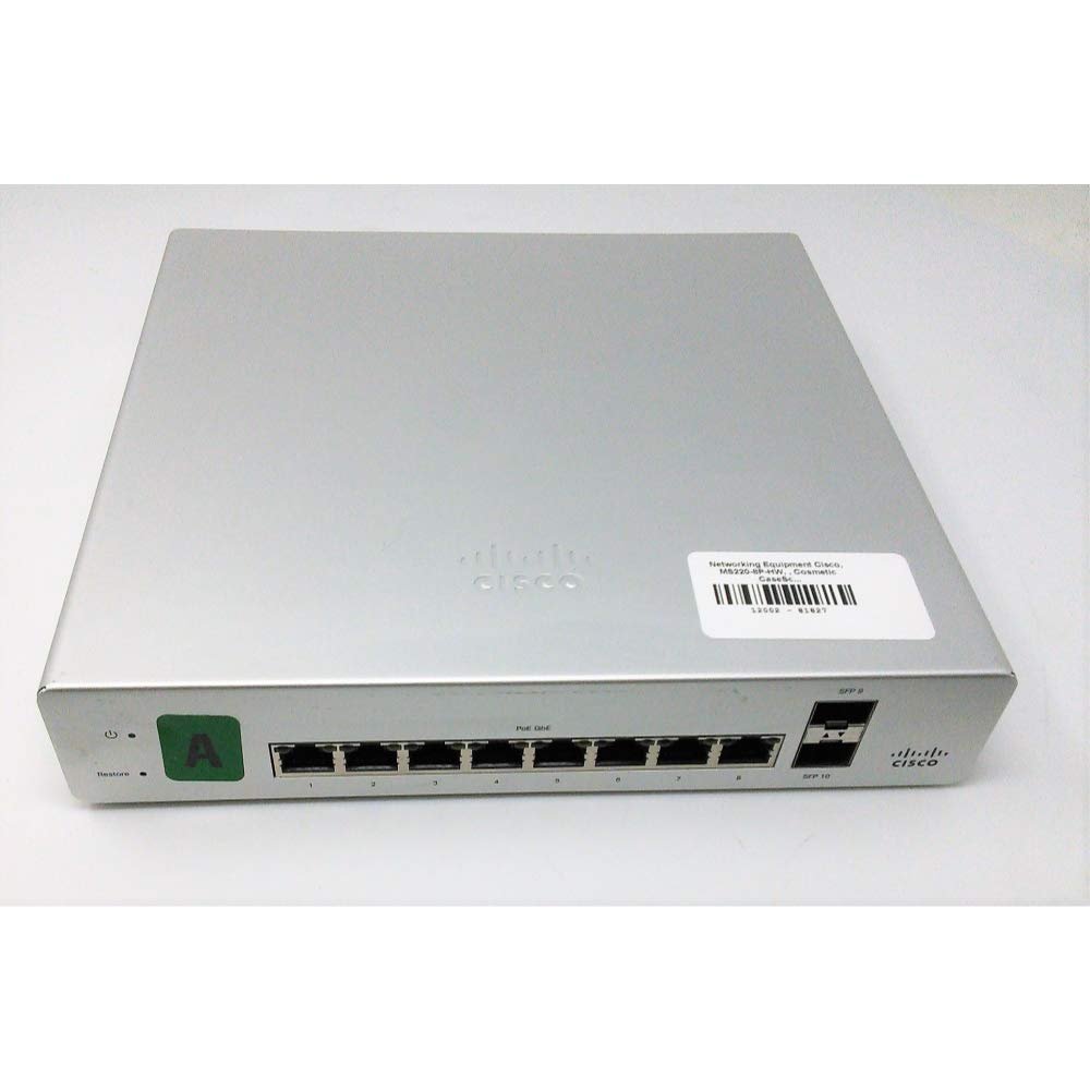 Cisco Meraki MS220-8P-HW 8-Port PoE Managed Gigabit Ethernet Switch [Unclaimed & No License] (Renewed)