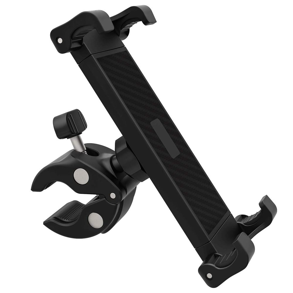 DHYSTAR Tablet Holder Mount for Exercise Spin Bike,Treadmill,Elliptical Handlebar,Boat Helm,Music Microphone Stand Pole,Golf Cart,Stroller,Fits for Tablets/Smart Phones,Adjustable & Stable