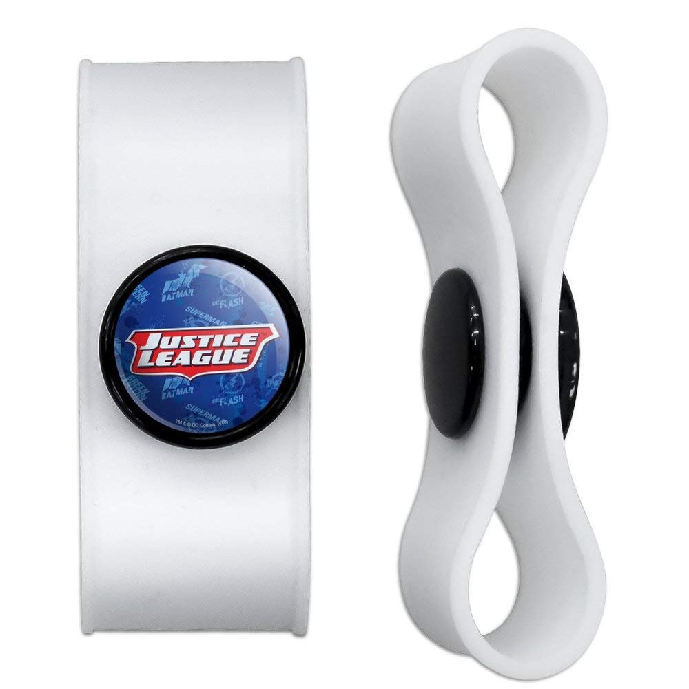 GRAPHICS & MORE Justice League Logo Headphone Earbud Cord Wrap - Charging Cable Manager - Wire Organizer Set of 2 - White