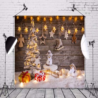 BELECO 5x3ft Fabric Christmas Backdrop Christmas Decoration on Wooden Background Snowman Backdrop for Christmas New Year Event Party Decorations Celebration Photo Background Photo Studio