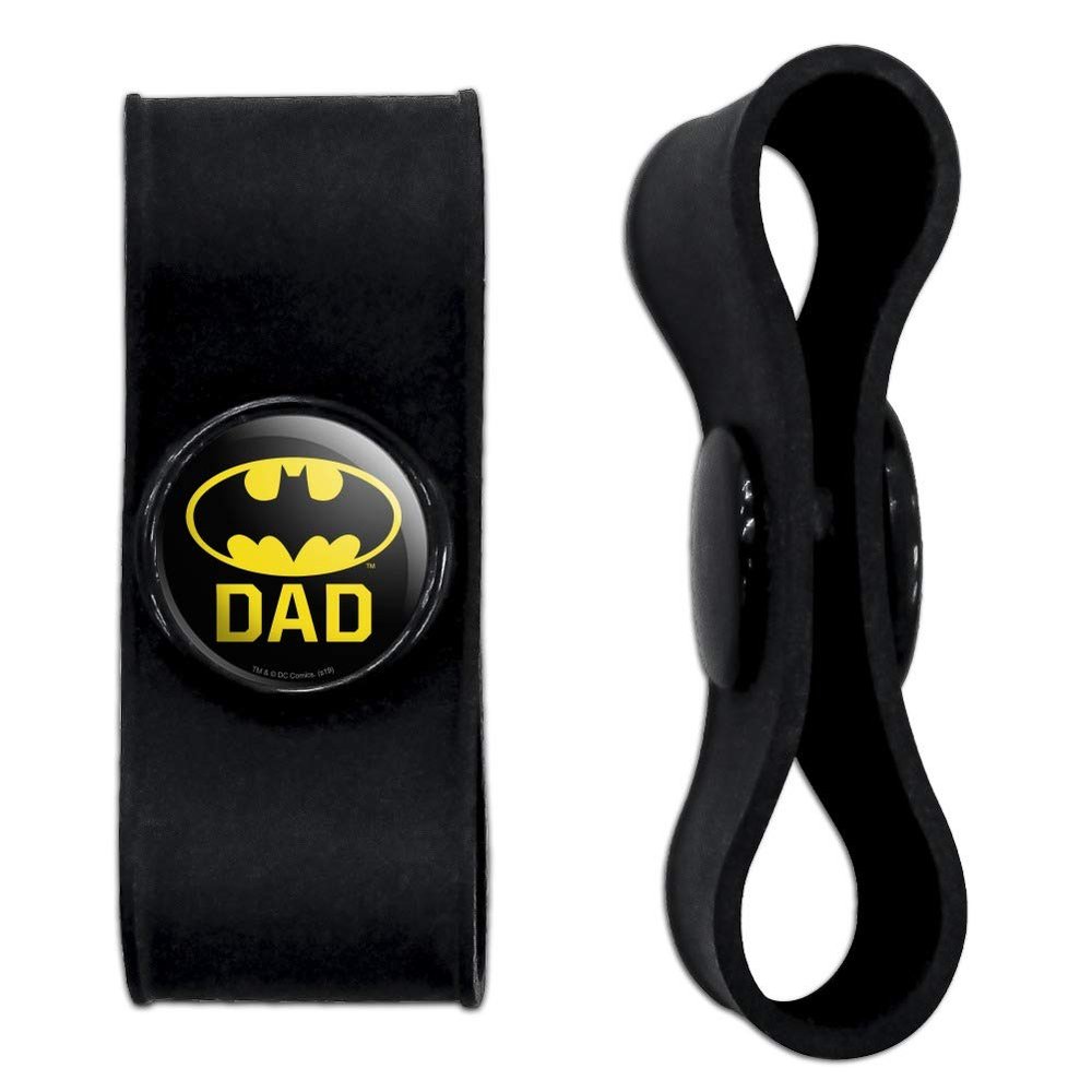 GRAPHICS & MORE Batman Bat Dad Shield Logo Headphone Earbud Cord Wrap - Charging Cable Manager - Wire Organizer Set of 2 - White