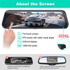 FHD Backup Camera and 1080p Front and Rear Dual Lens Mirror Dash Cam 2 in 1 for car,9.66 inch Full Touch IPS Screen G-Sensor Parking Monitor and Night Vision view 3