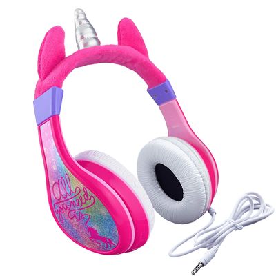 Unicorn Kids Headphones, Adjustable Headband, Stereo Sound, 3.5Mm Jack, Wired Headphones for Kids, Tangle-Free, Volume Control, Foldable, Childrens Earphones for School, Home, Travel