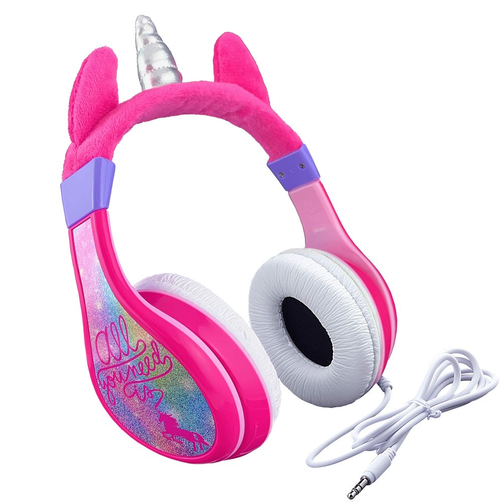 Unicorn Kids Headphones, Adjustable Headband, Stereo Sound, 3.5Mm Jack, Wired Headphones for Kids, Tangle-Free, Volume Control, Foldable, Childrens Earphones for School, Home, Travel