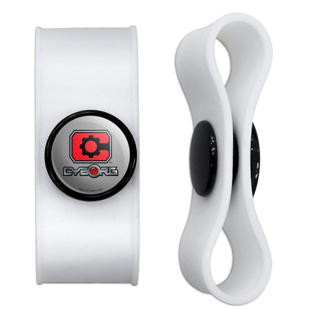 GRAPHICS & MORE Justice League Cyborg Logo Headphone Earbud Cord Wrap - Charging Cable Manager - Wire Organizer Set of 2 - White