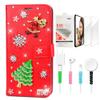 STENES Bling Wallet Phone Case Compatible with iPod Touch 5th/6th/7th - Stylish - 3D Handmade Santa Claus Christmas Tree Snow Leather Cover with Screen Protector & Cable Protector - Red view 1