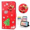 STENES Bling Wallet Phone Case Compatible with iPod Touch 5th/6th/7th - Stylish - 3D Handmade Santa Claus Christmas Tree Snow Leather Cover with Screen Protector & Cable Protector - Red view 2
