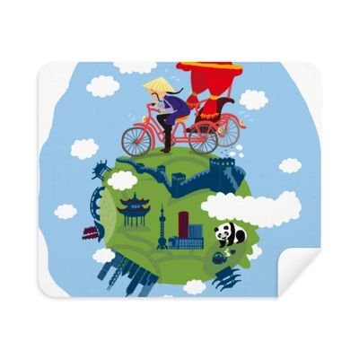 Chinese The Great Wall Art Phone Screen Cleaner Glasses Cleaning Cloth 2pcs Suede Fabric