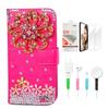 STENES Bling Wallet Phone Case Compatible with iPod Touch 5th/6th/7th - Stylish - 3D Handmade Luxury Flowers Floral Design Leather Cover with Screen Protector & Cable Protector - Hot Pink view 1