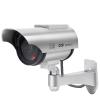 F FINDERS&CO Solar Powered Fake Security Camera, Bullet Dummy Surveillance System with Realistic Red Flashing Lights and Warning Sticker Indoor Outdoor (1, Silver) view 1