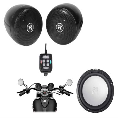 KICKER 45KM124 12" 350w Marine Boat Subwoofer + Powersports Handlebar Speakers