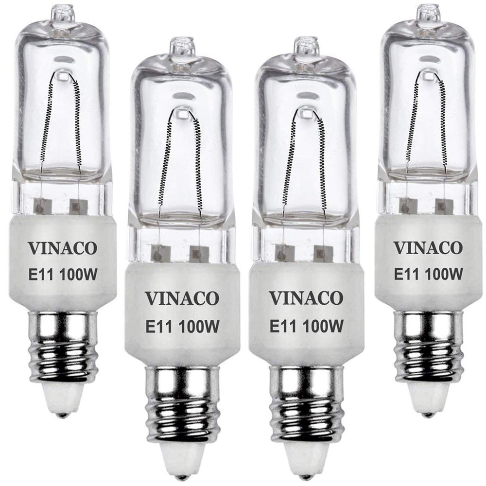 Vinaco JDE11 E11 Halogen Bulbs, 100W 120V, Dimmable 2700K Warm White 4-Pack