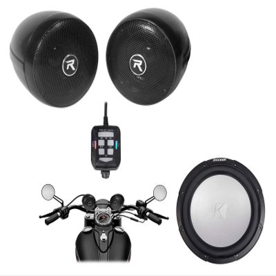 KICKER 45KMF124 12" 350w Marine Boat Subwoofer+Powersports Handlebar Speakers