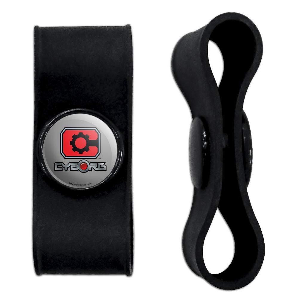 GRAPHICS & MORE Justice League Cyborg Logo Headphone Earbud Cord Wrap - Charging Cable Manager - Wire Organizer Set of 2 - Black
