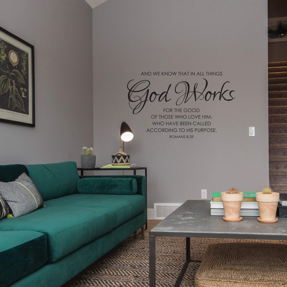 Romans Scripture Bible Verse Decor - Wall Decal for Bedroom Removable Scripture Verses Stickers Decor All Things Work for Good Roman 8:28, q18