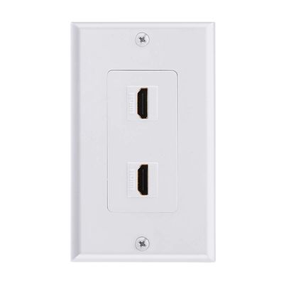 TENINYU Dual HDMI Wall Plate, HDMI Socket Plug Insert Jack Outlet Panel Mount Support 4K 60Hz HDR 1080P 3D Ethernet Built in High Speed Cable Extension Coupler for Projector & Home Theater (2 Port)