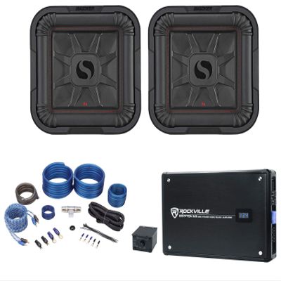 KICKER (2) 46L7T104 10" 1000w L7T Subwoofers Solo-Baric Subs+Amplifier+Amp Kit
