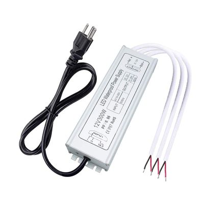 inShareplus 12V Power Supply, 300W IP67 Waterproof LED Power Supply, AC 110-260V to DC 12 Volt 25A Low Voltage Transformer, LED Driver with 3-Prong Plug for LED Light, Computer Project, Outdoor Use