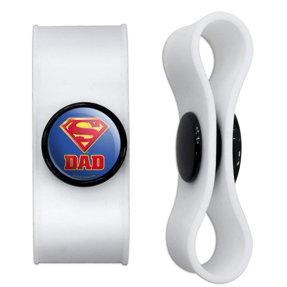 GRAPHICS & MORE Superman Super Dad Shield Logo Headphone Earbud Cord Wrap - Charging Cable Manager - Wire Organizer Set of 2