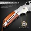 NedFoss Damascus Pocket Knife for men, Handmade Forged VG10 Damascus Steel Blade Pocket Knife with Wooden Handle, Pocket Clip, Liner Lock, Excellent Gifts for Men view 3