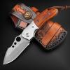 NedFoss Damascus Pocket Knife for men, Handmade Forged VG10 Damascus Steel Blade Pocket Knife with Wooden Handle, Pocket Clip, Liner Lock, Excellent Gifts for Men view 4