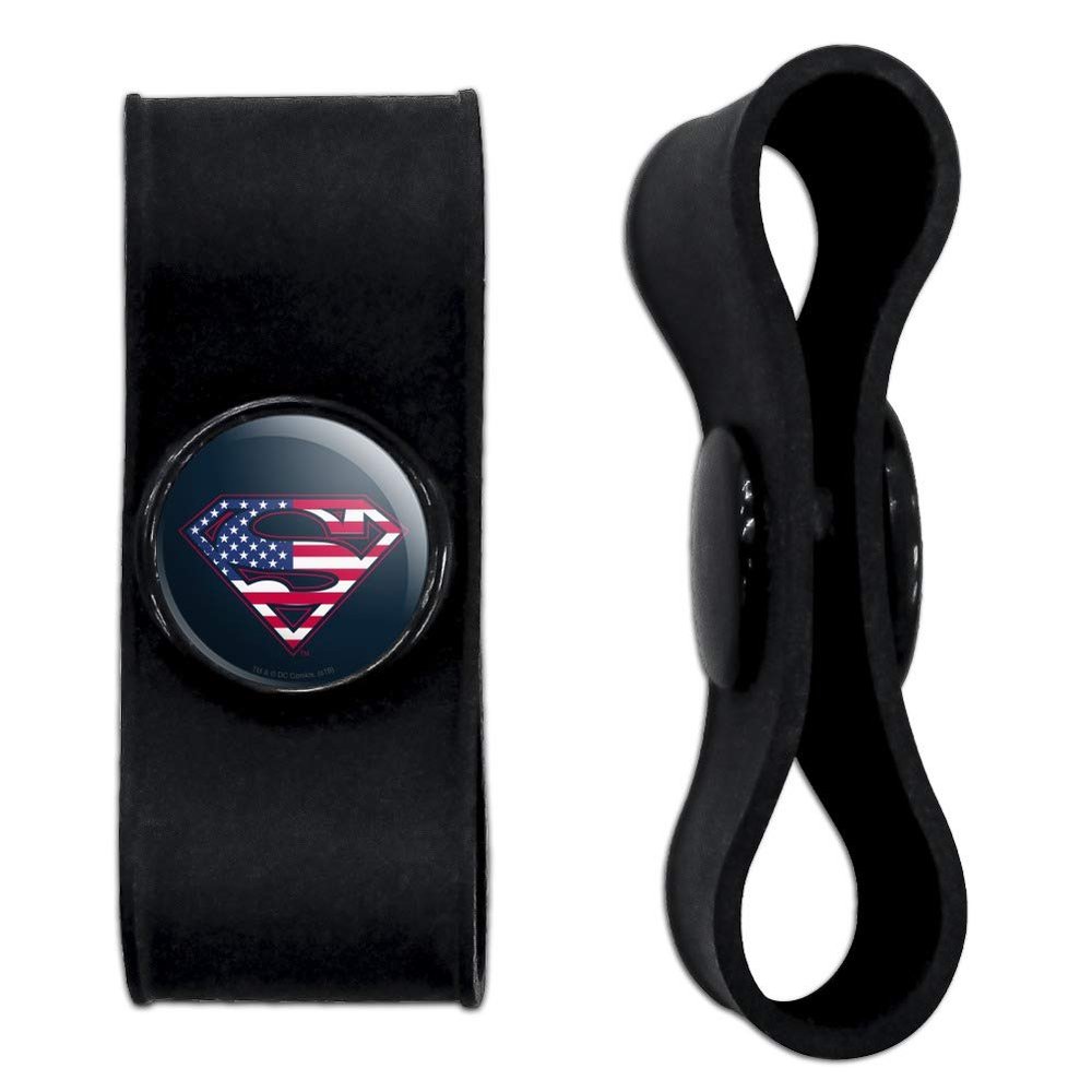 GRAPHICS & MORE Superman USA American Flag Shield Logo Headphone Earbud Cord Wrap - Charging Cable Manager - Wire Organizer Set of 2