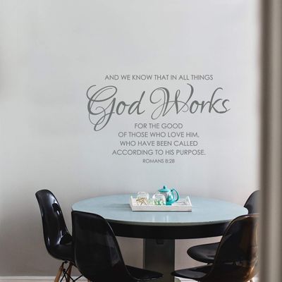 Romans Scripture Bible Verse Decor - Wall Decal for Bedroom Removable Scripture Verses Stickers Decor All Things Work for Good Roman 8:28, q18