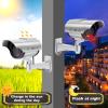 F FINDERS&CO Solar Powered Dummy Security Camera, Bullet Fake Surveillance System with Realistic Red Flashing Lights and Warning Sticker Indoor Outdoor (4, Silver) view 3