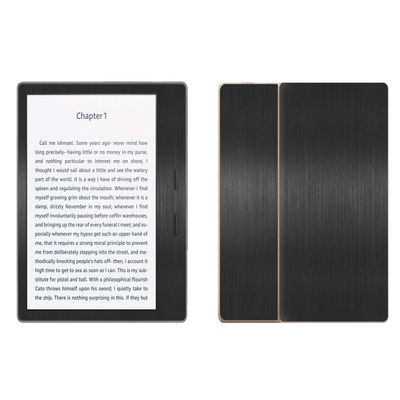 Decalrus - Protective Decal for Amazon Kindle Oasis (7" Screen) E-Reader Black Texture Brushed Aluminum Skin Skins Decal for case Cover wrap BAamazonOasis_7Back