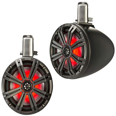 KICKER 45KMTC8 Marine Audio Boat 8" Tower Pod Speaker System Pair Charcoal (Certified Refurbished)