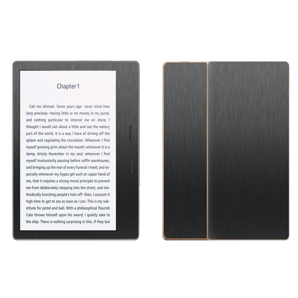 Decalrus - Protective Decal for Amazon Kindle Oasis (7" Screen) E-Reader Dark Grey Texture Brushed Aluminum Skin Skins Decal for case Cover wrap BAamazonOasis_7Dark Grey