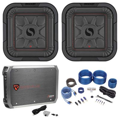 (2) KICKER 46L7T84 L7T Car Sub Solo-Baric Sub L7T84 DVC Bundle with Rockville RWK41 4 Gauge Car Am Installation Wire Kit with RCA's and Krypton-M2 3000 Watt Peak/750w RMS Car Audio Amp (4 Items)