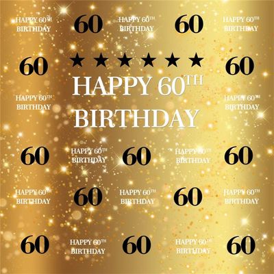 AOFOTO 10x10ft Golden 60th Birthday Background Shiny Stars Glitter Spots Customizable Bday Backdrop for Photography Adult Man Woman 60 Years Old Party Decoration Banner Photo Video Studio Props Vinyl