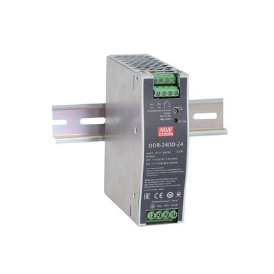 Mean Well DDR-240B-24 DC-DC Converter DIN Rail 240W 24V 10A, 16.8-33.6V in, Enclosed, Adj Output
