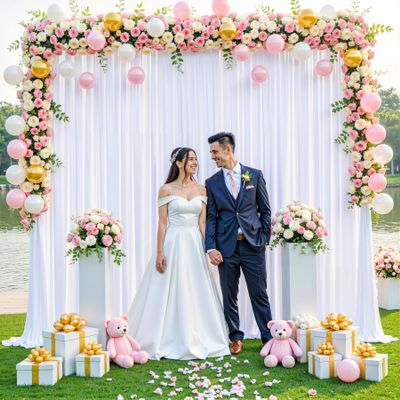 10ft x 10ft White Backdrop Curtain for Parties Wedding White Wrinkle Free Backdrop Drapes Panels for Baby Shower Gender Reveal Birthday Photo Photography Polyester Fabric Background Decoration