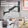 ONKRON Single Monitor Wall Mount for 13-34 Inch Screen up to 17.6 lbs, Height Adjustable, Full Motion Computer Screen Wall Mount, VESA 75x75 & 100x100, Gas Spring Monitor Arm Wall Black view 3