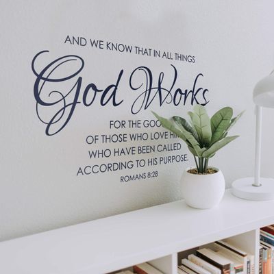 Romans Scripture Bible Verse Decor - Wall Decal for Bedroom Removable Scripture Verses Stickers Decor All Things Work for Good Roman 8:28, q18