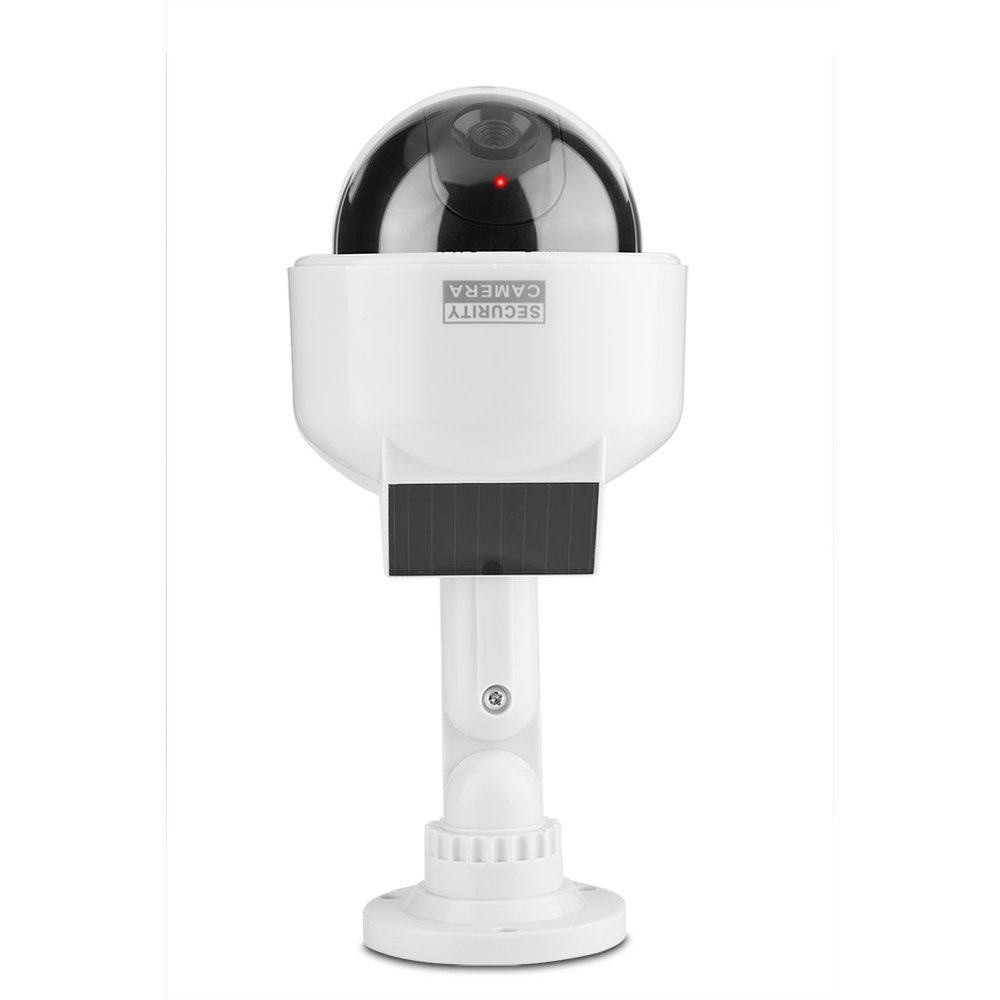 Solar Powered Dummy Camera, Dome Shape Security Fake Camera with Flashing LED for Home/Warehouse