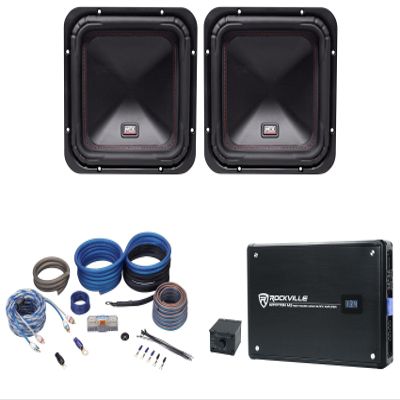 (2) MTX S6510-44 10" 1000 Watt RMS Car Subwoofers+Mono Amplifier+Copper Amp Kit