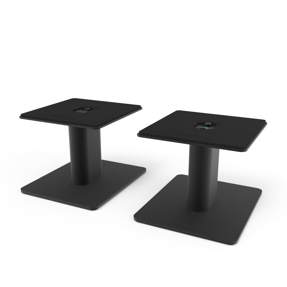 Kanto SP6HD Desktop Speaker Stands for Medium/Large Bookshelf Speakers & Mid-Size/Full-Size 4-7 Studio Monitors | 6" Tall | Black | Pair