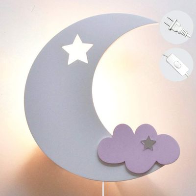 ANYE Moon Light for Kids Pink Cloud Wall Lamp Lovely Night Sky Nursery Wall Decor Wall Lighting Night Lamp Bulb is NOT Included E26 BD1336