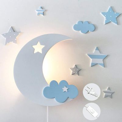 ANYE Moon Light for Kids Star&Cloud Night lamp Wall Lamp Lovely Night Sky Nursery Wall Decor Wall Lighting Night Lamp Bulb is NOT Included E26 DIY BD1339