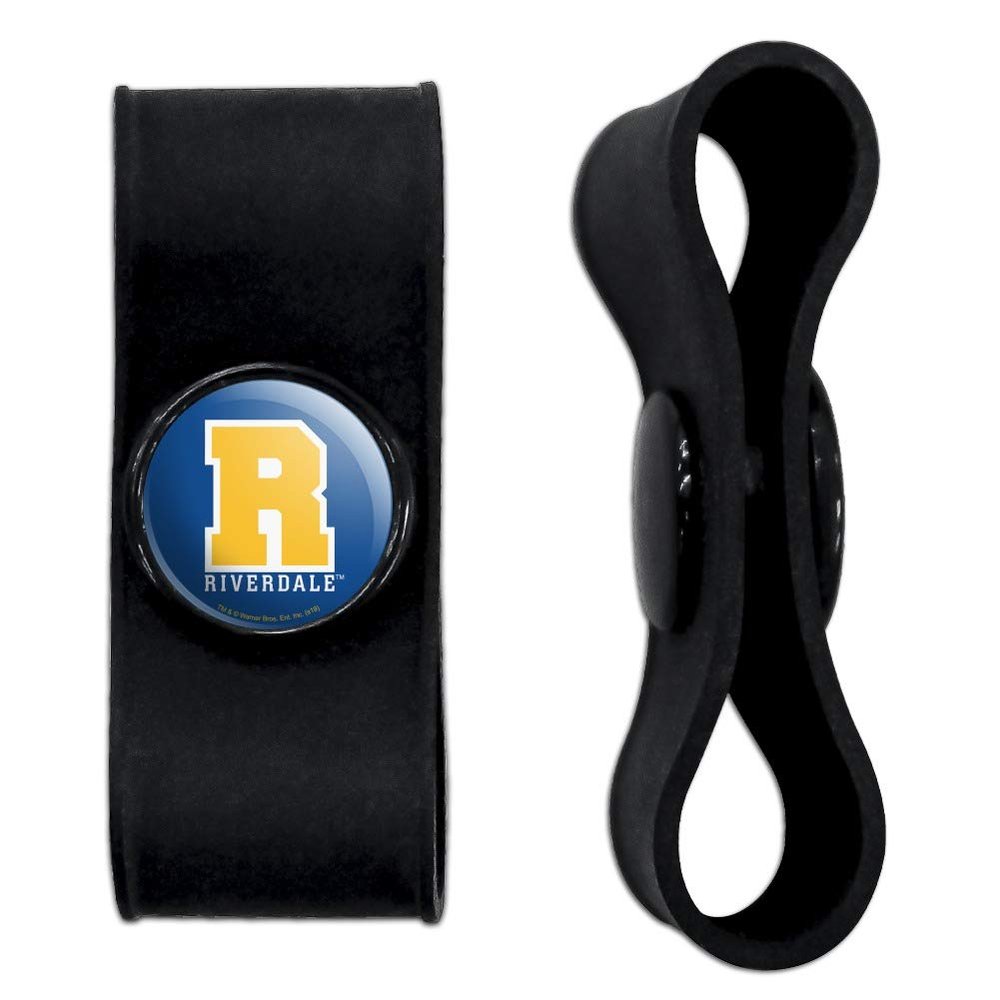 GRAPHICS & MORE Riverdale Varsity Letter Headphone Earbud Cord Wrap - Charging Cable Manager - Wire Organizer Set of 2 - Black