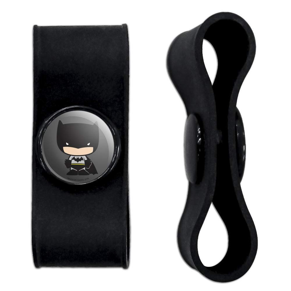 GRAPHICS & MORE Batman Cute Chibi Character Headphone Earbud Cord Wrap - Charging Cable Manager - Wire Organizer Set of 2 - Black